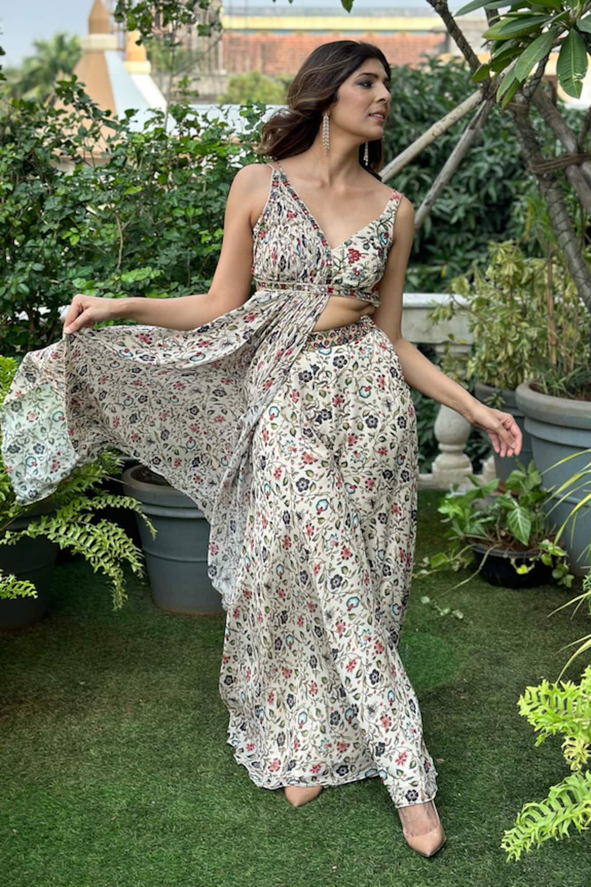 Ahi Clothing Floral Print Bustier Palazzo Set