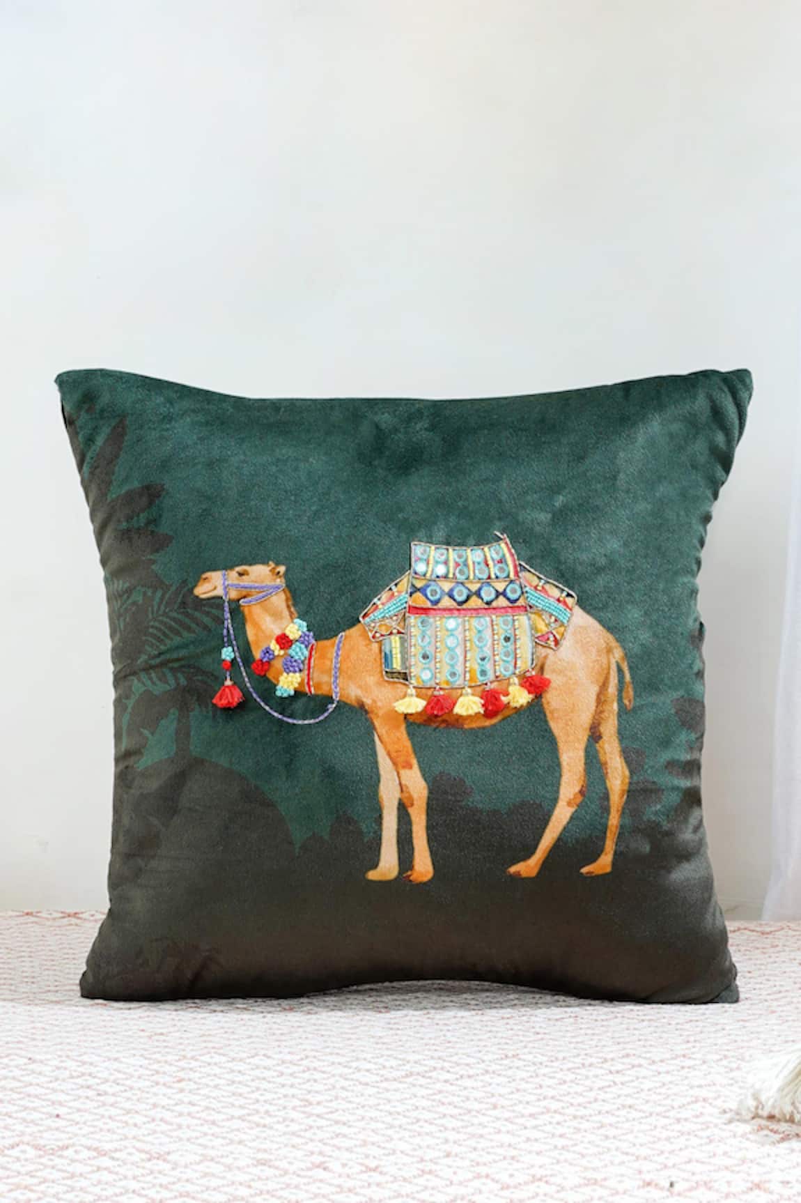 Mid July Home Camel Hand Embroidered Cushion Cover