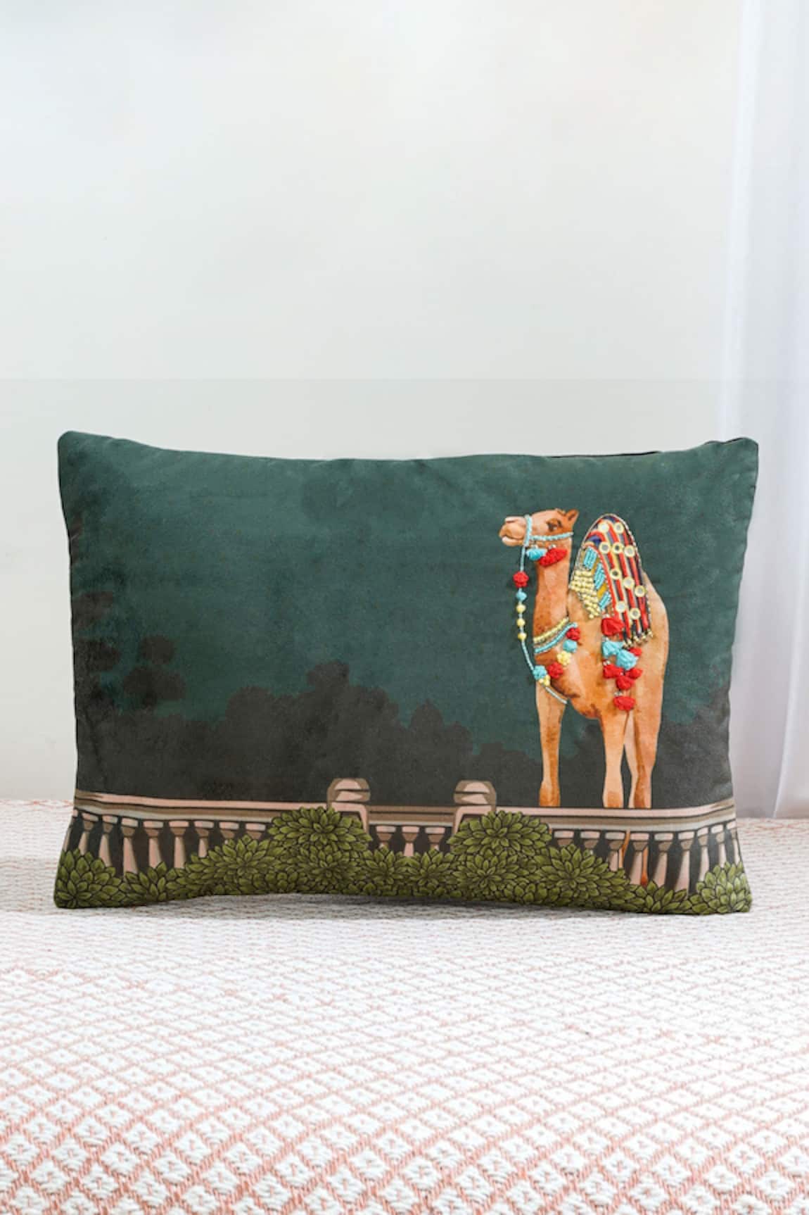 Mid July Home Roaming Camel Hand Embroidered Cushion Cover