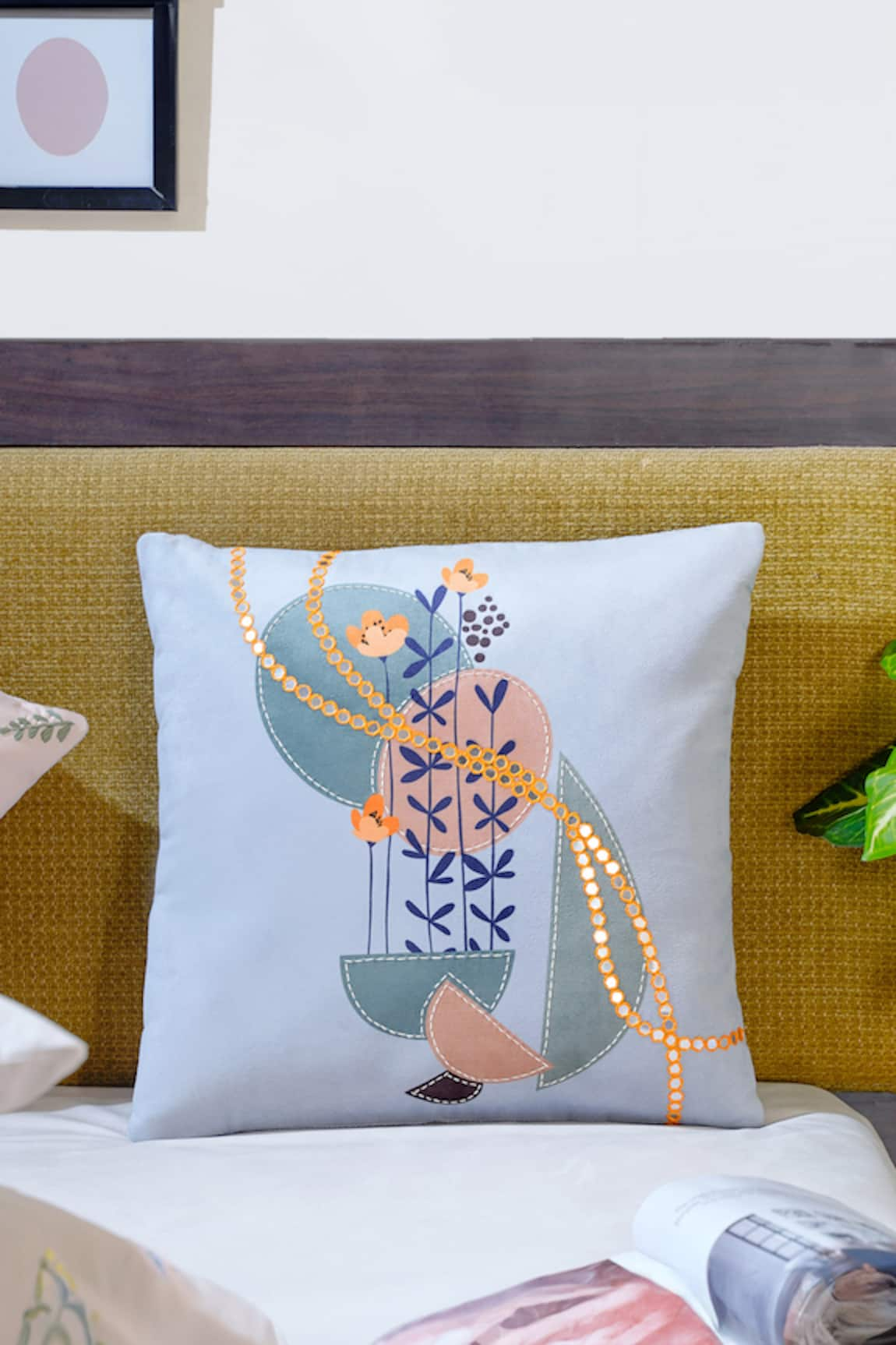 Mid July Home Harmony of Elements Hand Embroidered Cushion Cover