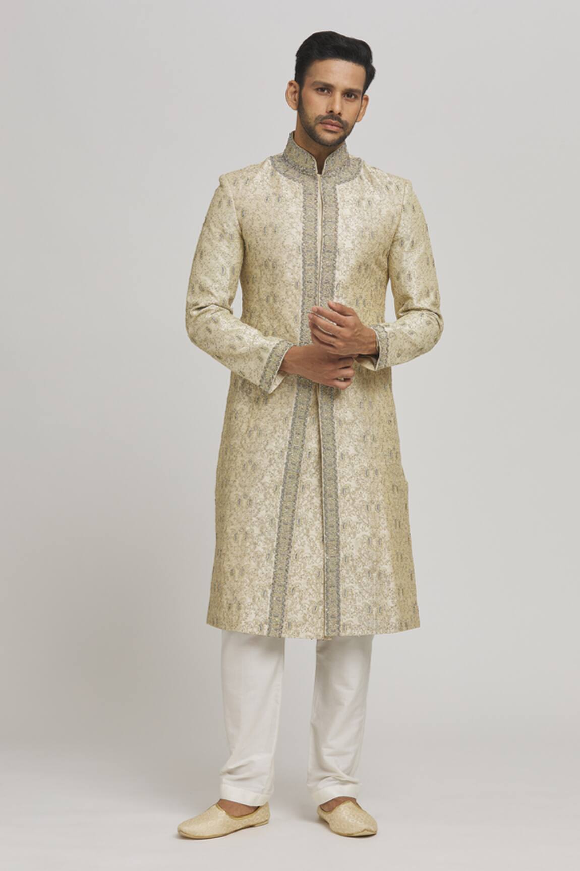 Aham-Vayam Chandra Upwan Embroidered Sherwani Set 