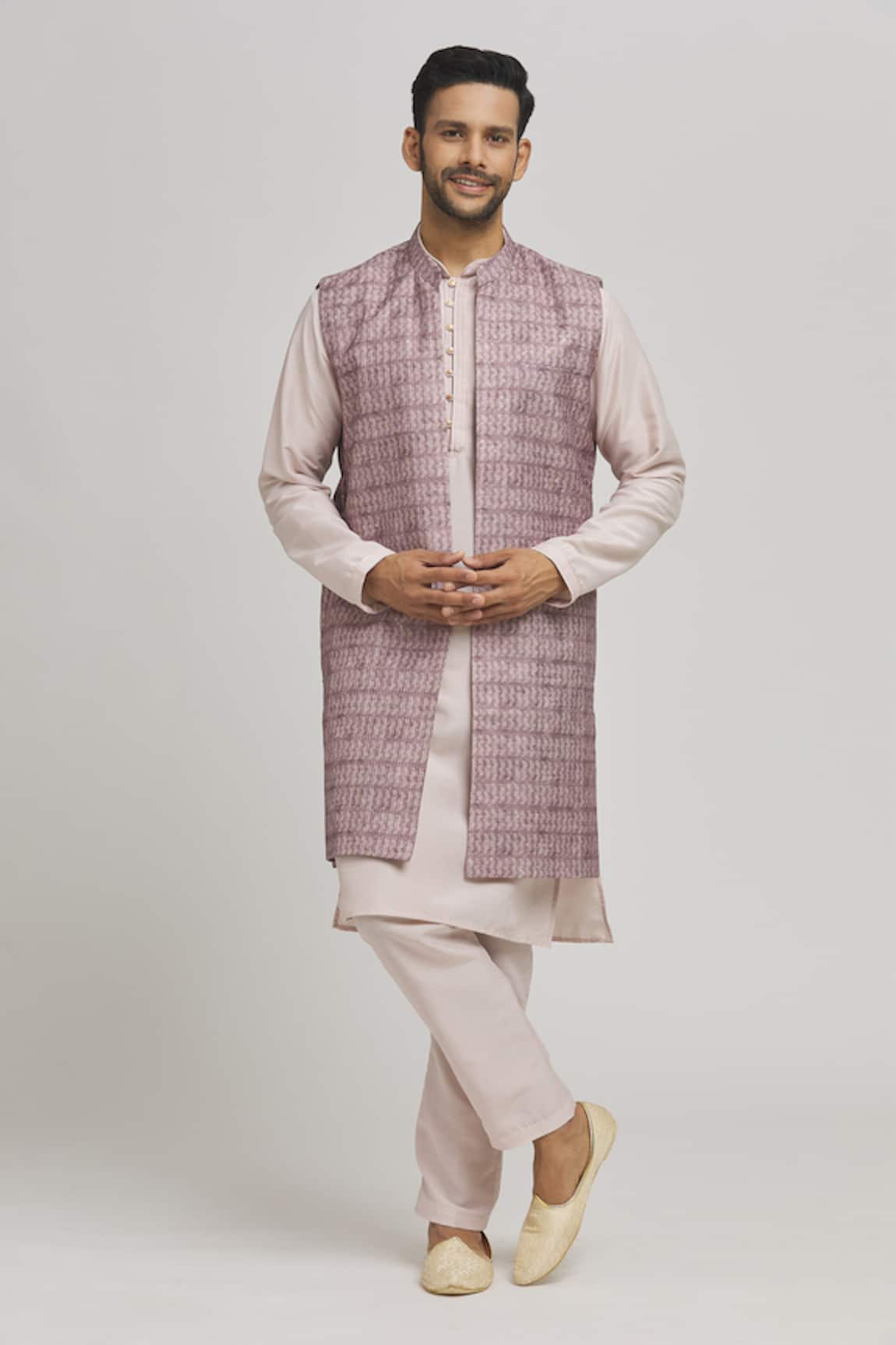 Aham-Vayam Samaaroh Sequin Threadwork Jacket Kurta Set