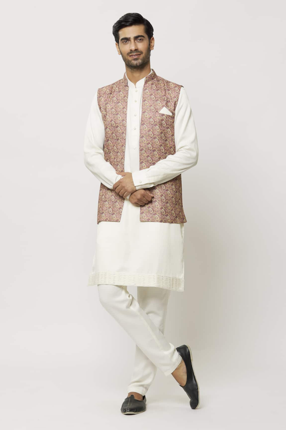 Aryavir Malhotra Floral Print Jacket Aligadi Pant Set