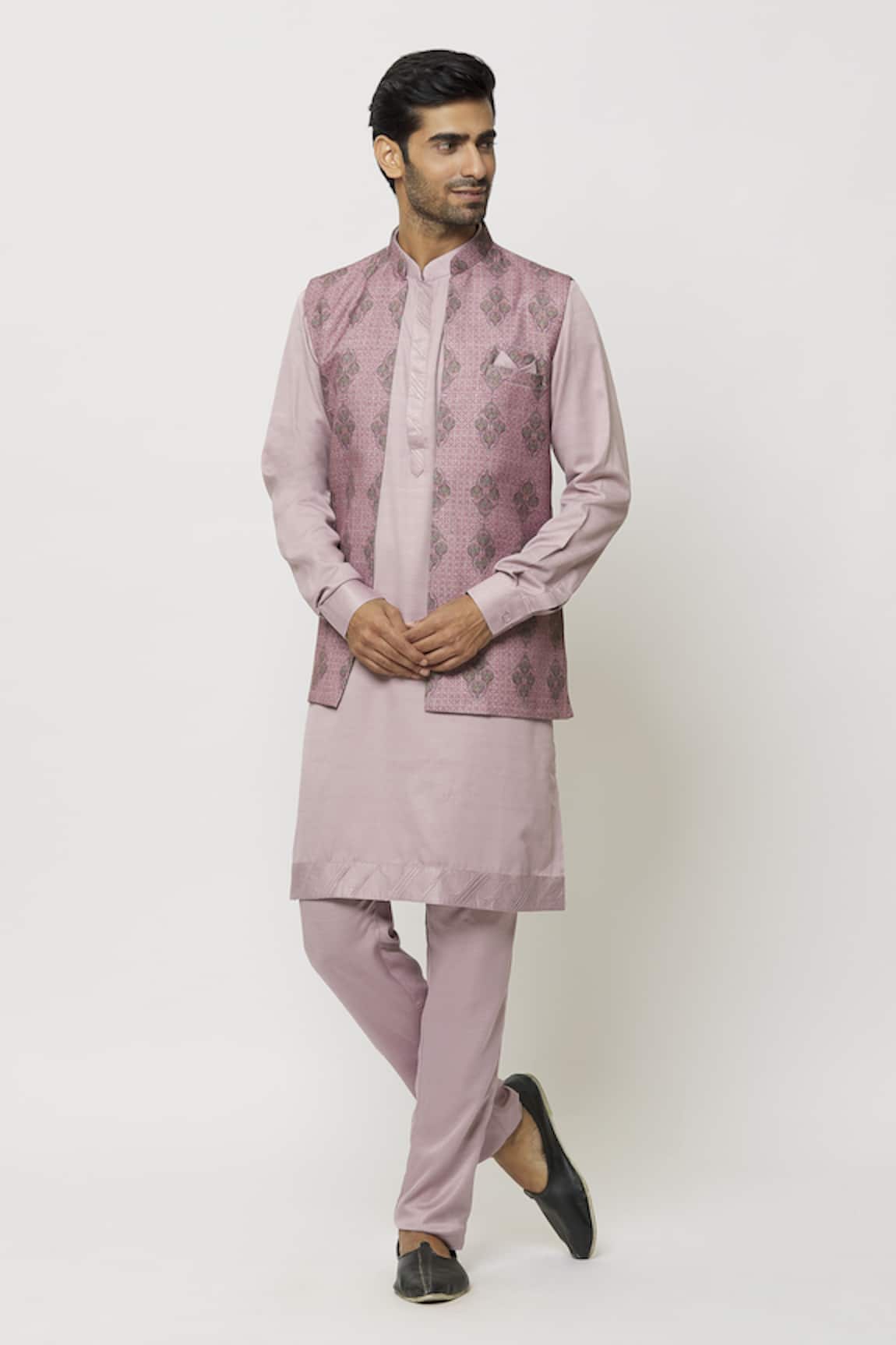 Aryavir Malhotra Sleeveless Jacket Aligadi Pant Set