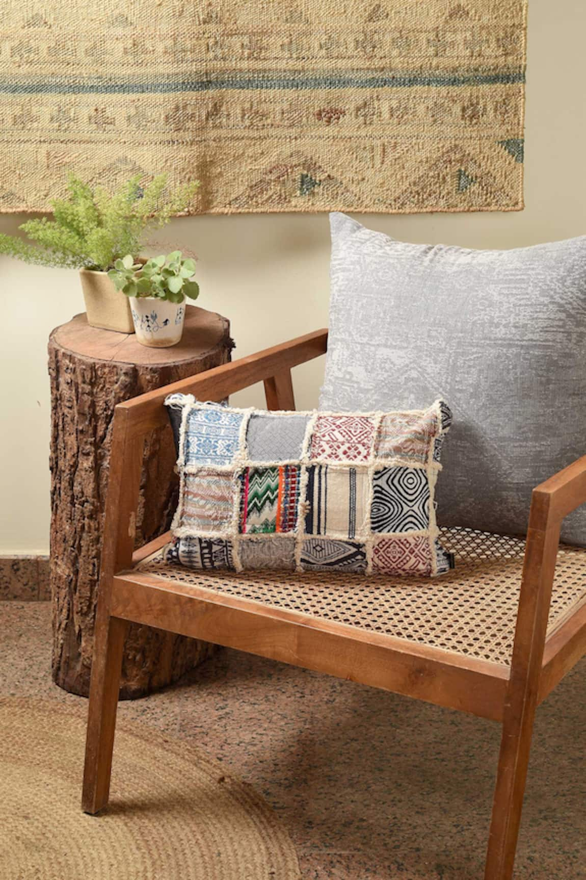 Solasta Boho Patchwork Woven Pillow