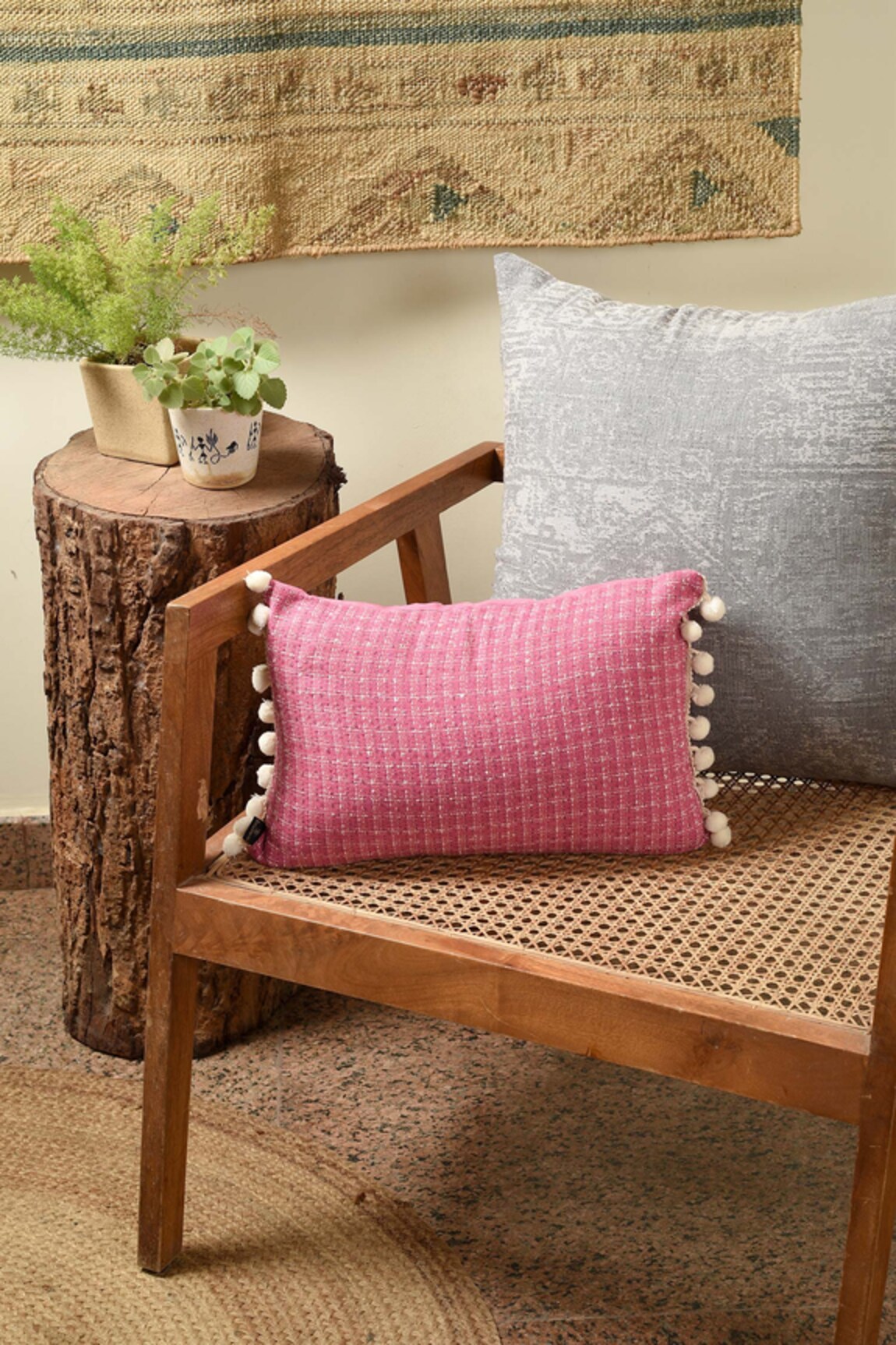 Solasta Woven Pompom Border Pillow