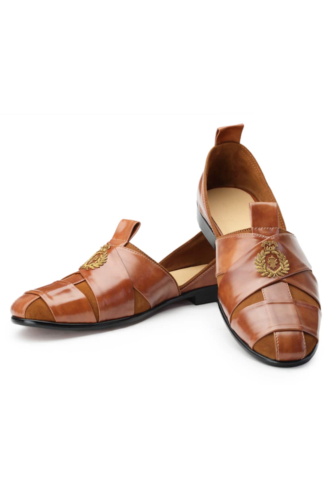 SHUTIQ Sheraz Crown Embroidered Slip-On Shoes