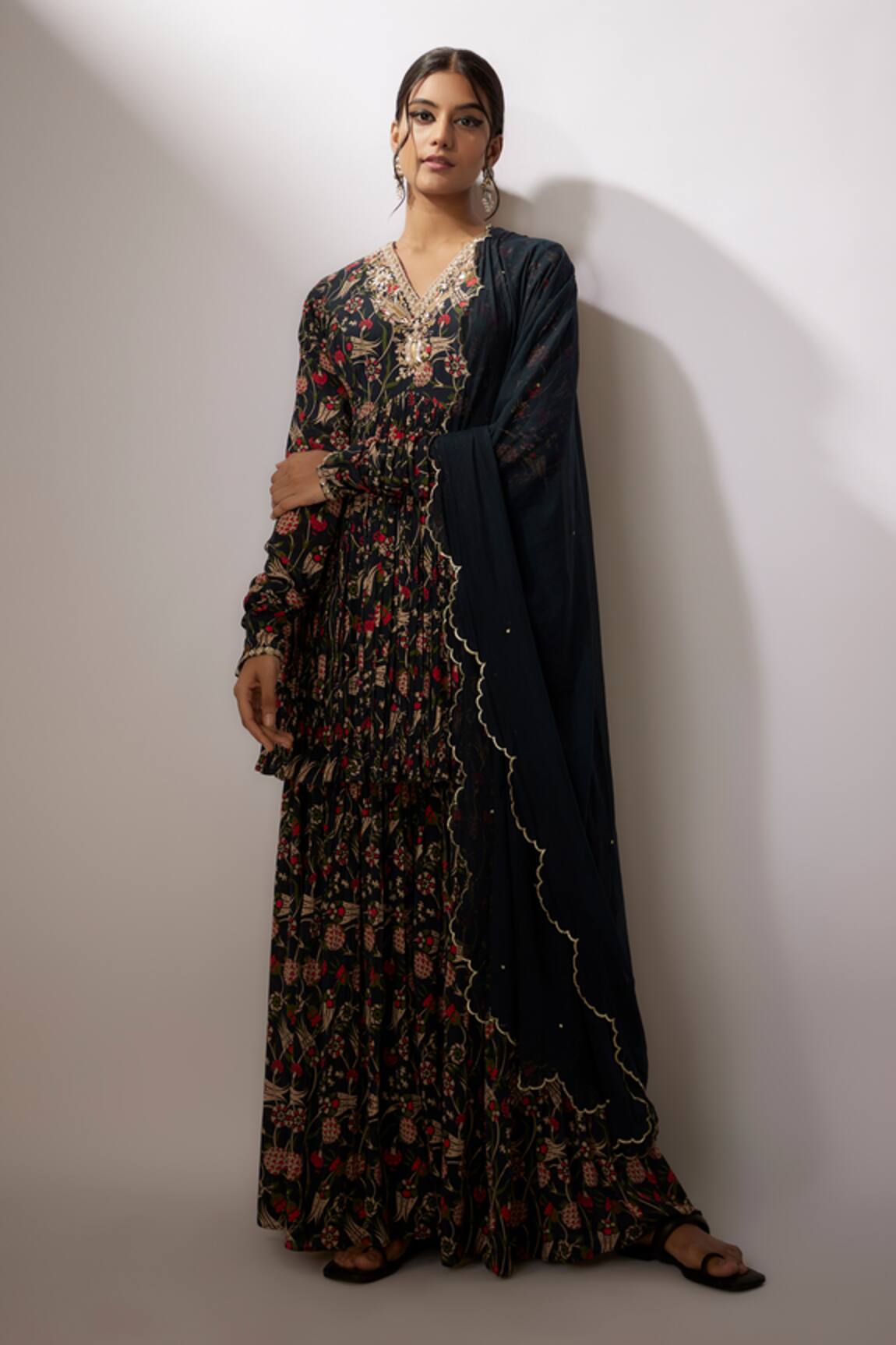 Nadima Saqib Zardosi Work Kurta Sharara Set 