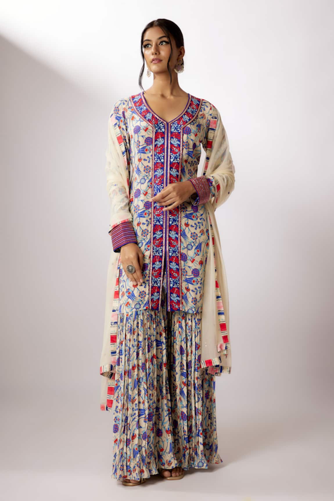 Nadima Saqib Thread & Sequin Work Kurta Gharara Set 