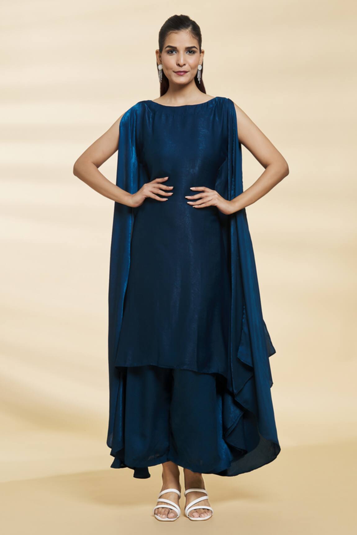 Naintara Bajaj Velvet Flared Tunic With Pant