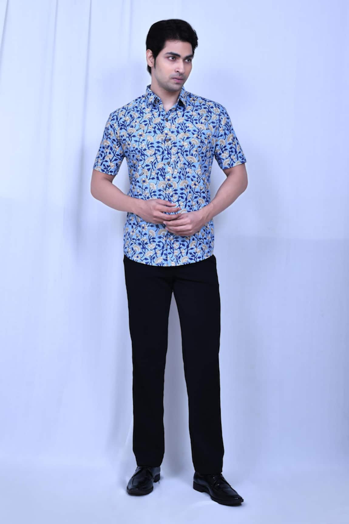 Arihant Rai Sinha Cotton Hand Block Printed Shirt 
