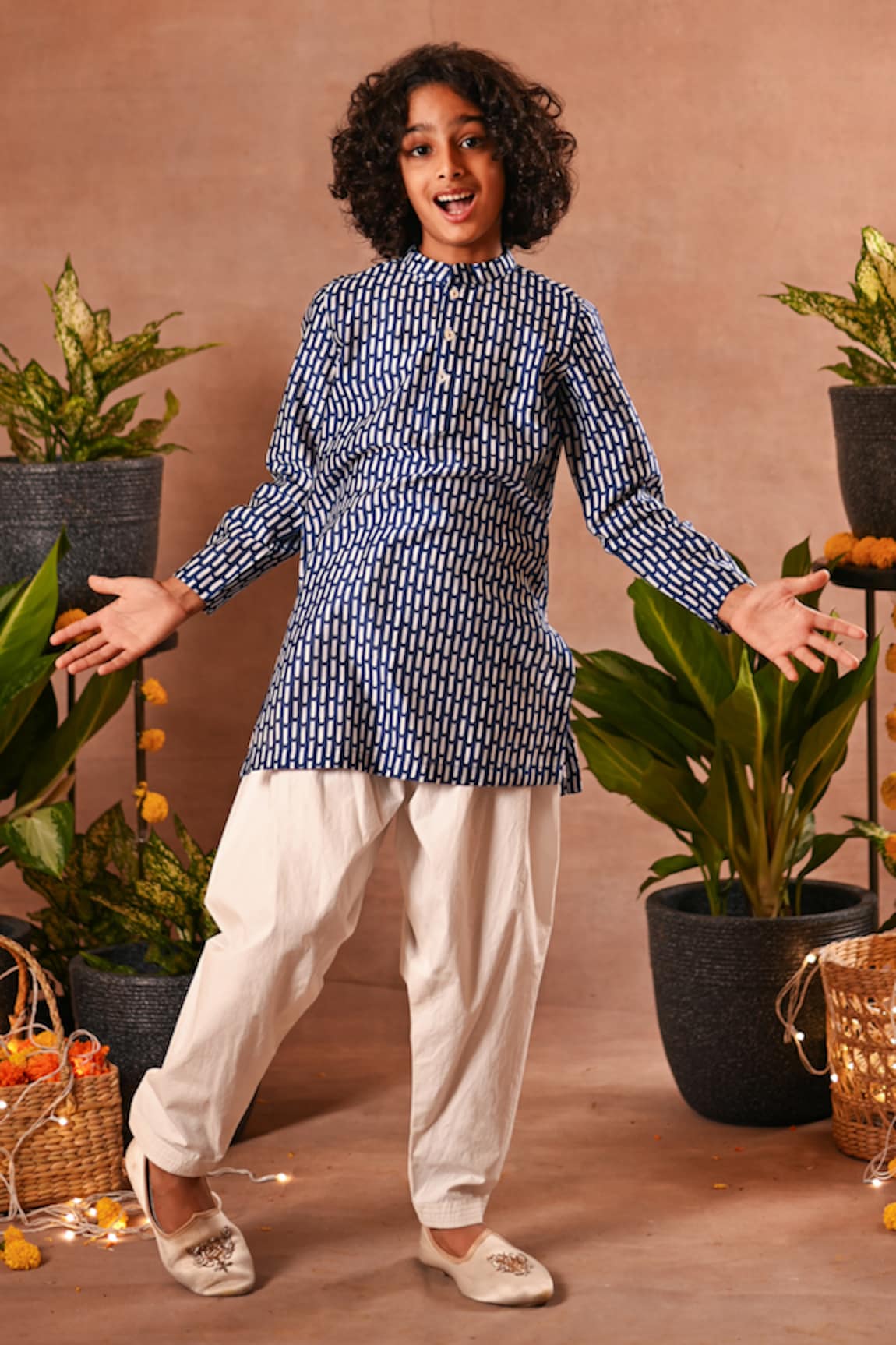 Mini Trails Abstract Print Kurta & Salwar Set