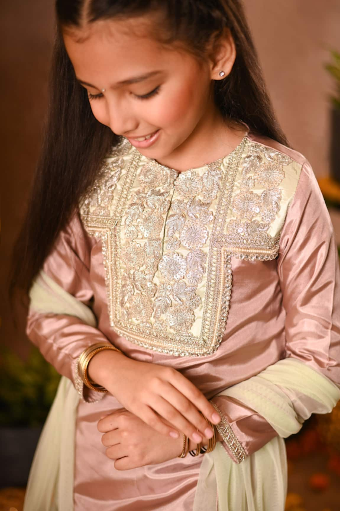 Mini Trails Embroidered Kurta & Salwar Set