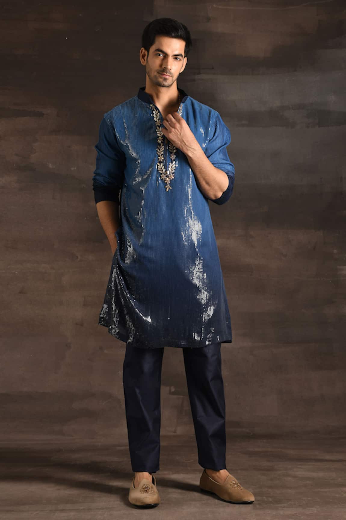 Soniya G Sequin Embroidered Ombre Kurta Set 