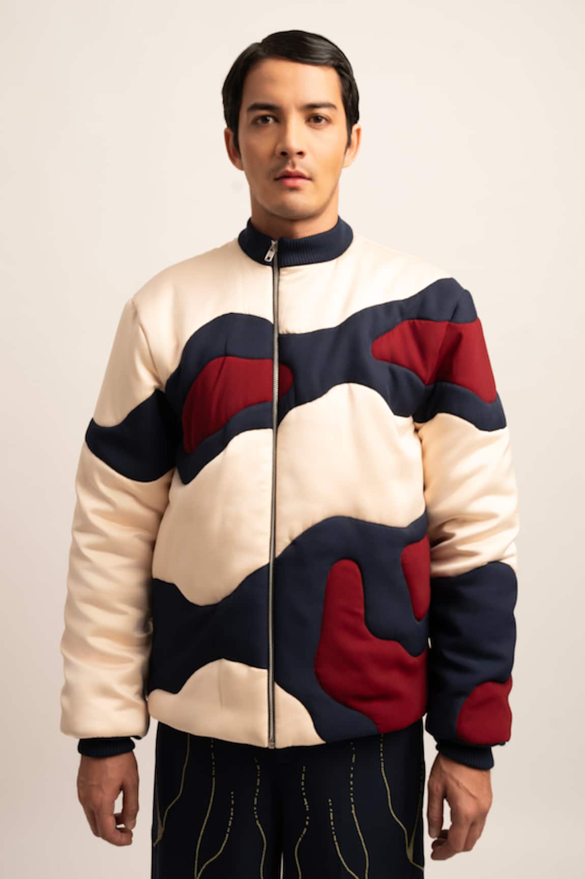 Siddhant Agrawal Label The Chronos Wave Patch Work Puffer Jacket