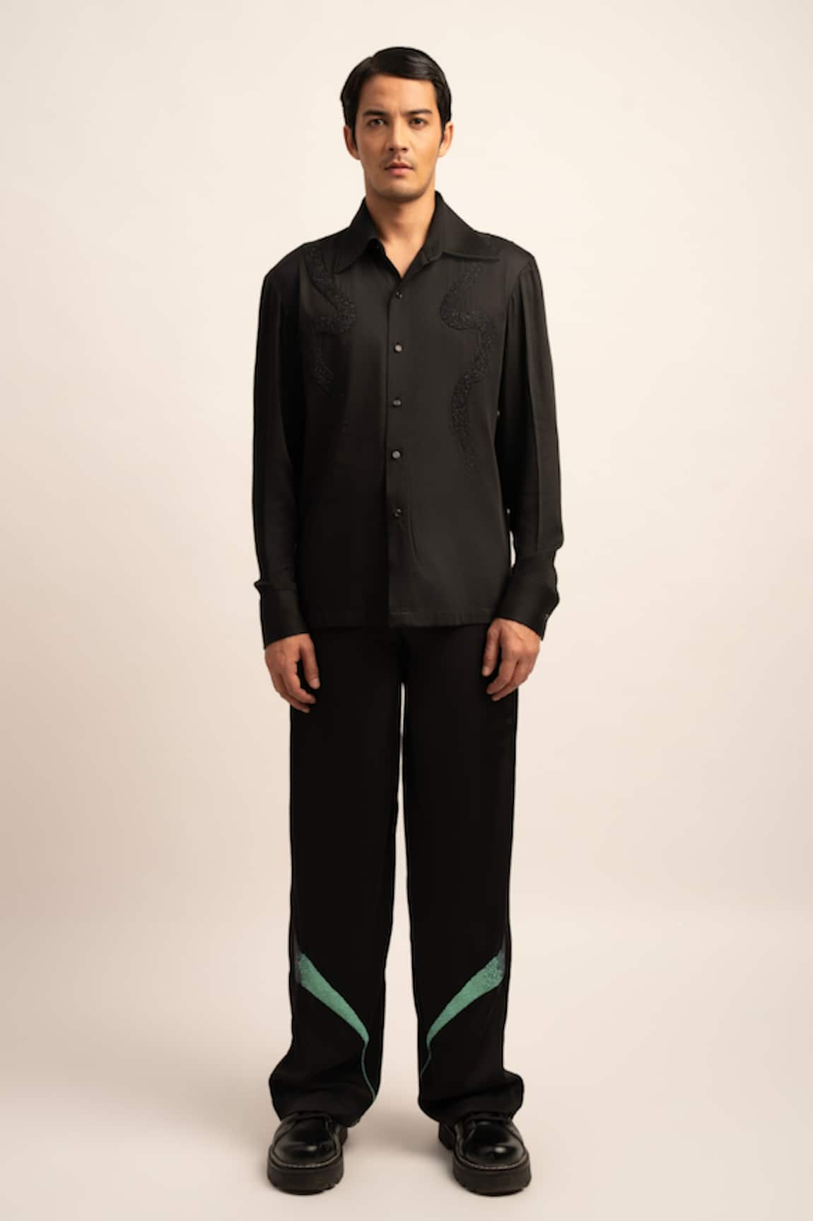 Siddhant Agrawal Label The Onyx Astrum Beads Embellished Shirt