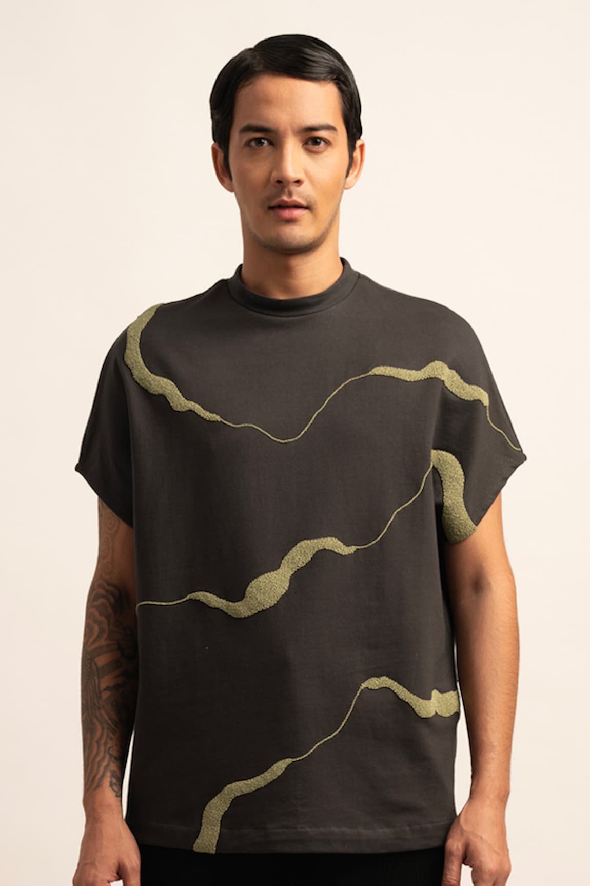 Siddhant Agrawal Label Terry Cotton Beadwork Tshirt