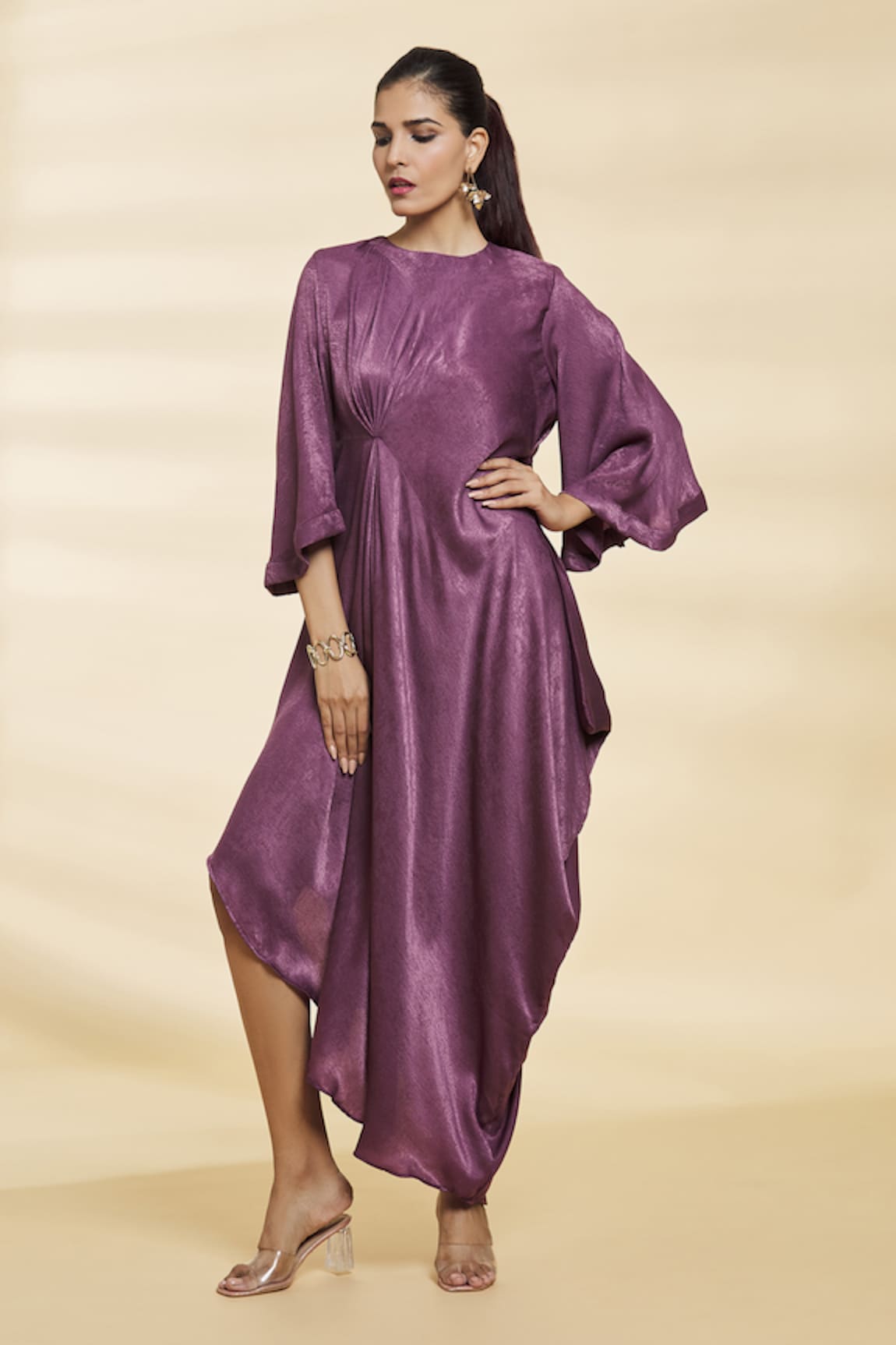 Naintara Bajaj Velvet Solid Dress