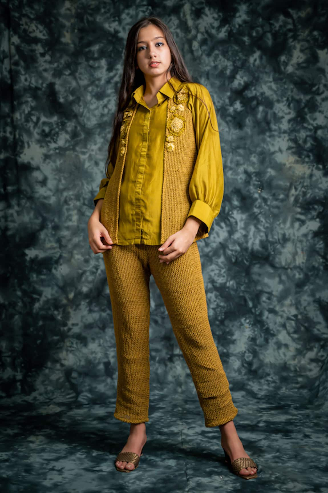 Lotus Sutr Embroidered Shirt & Pant Set