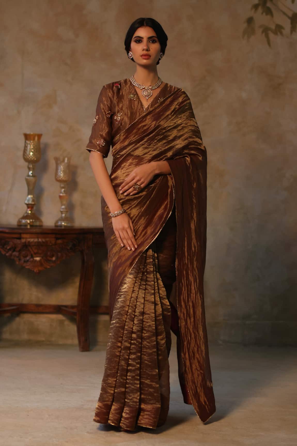 Begum Farhana Silk Tissue Saree With Blouse