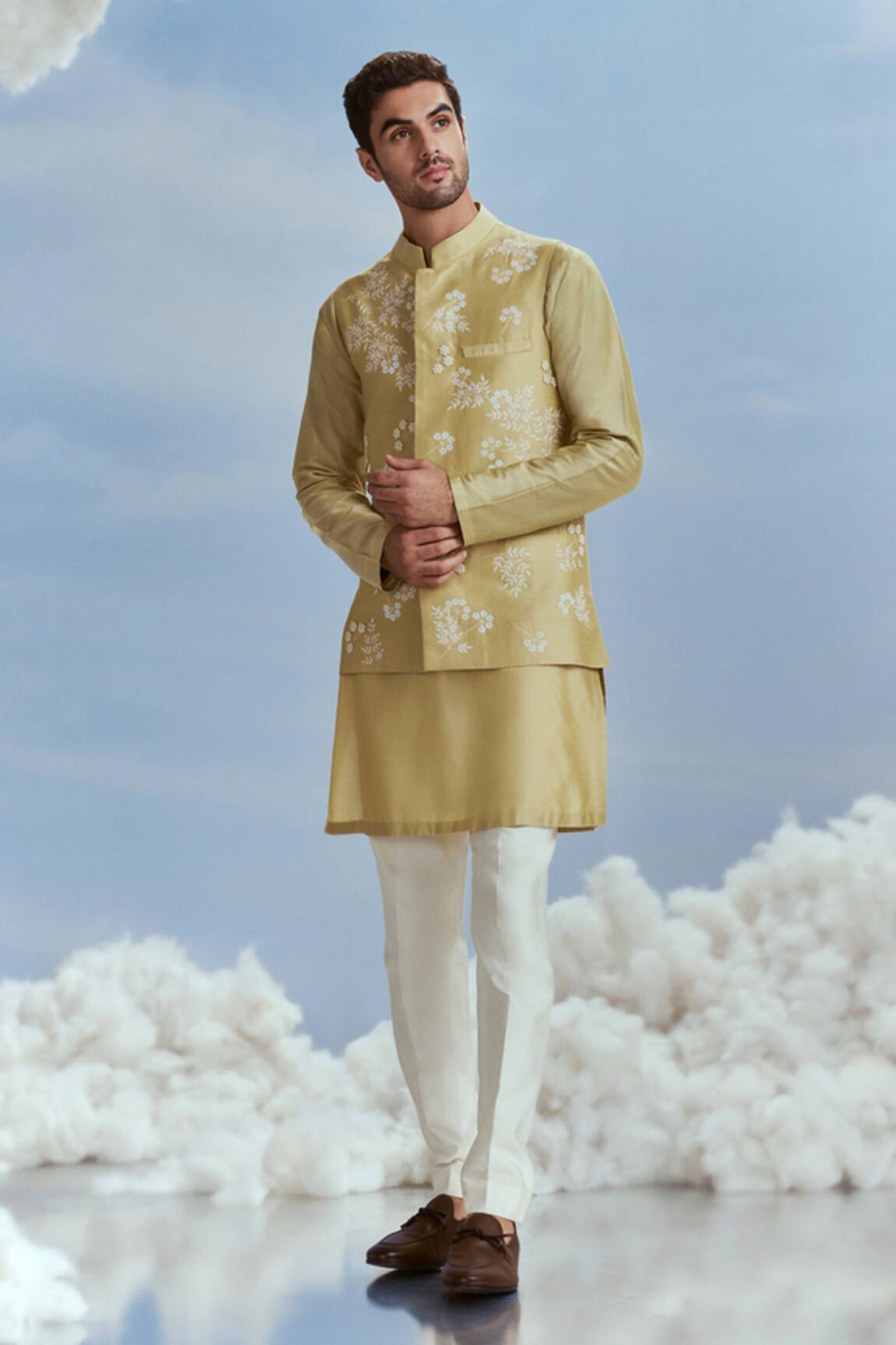 Nachiket Barve Floral Embroidered Kurta Set 