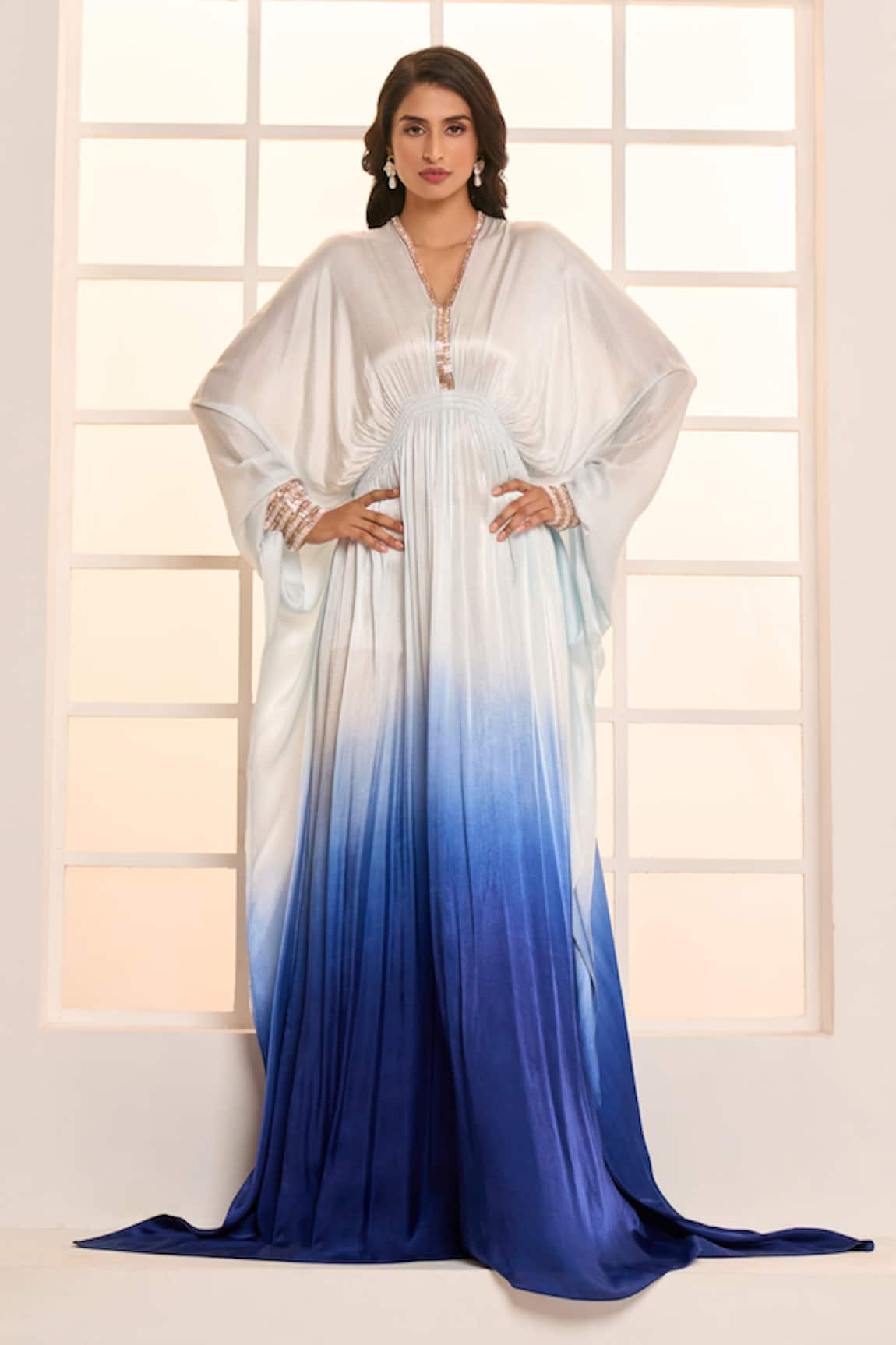 Masumi Mewawalla x AZA Placement Embroidered Ombre Kaftan