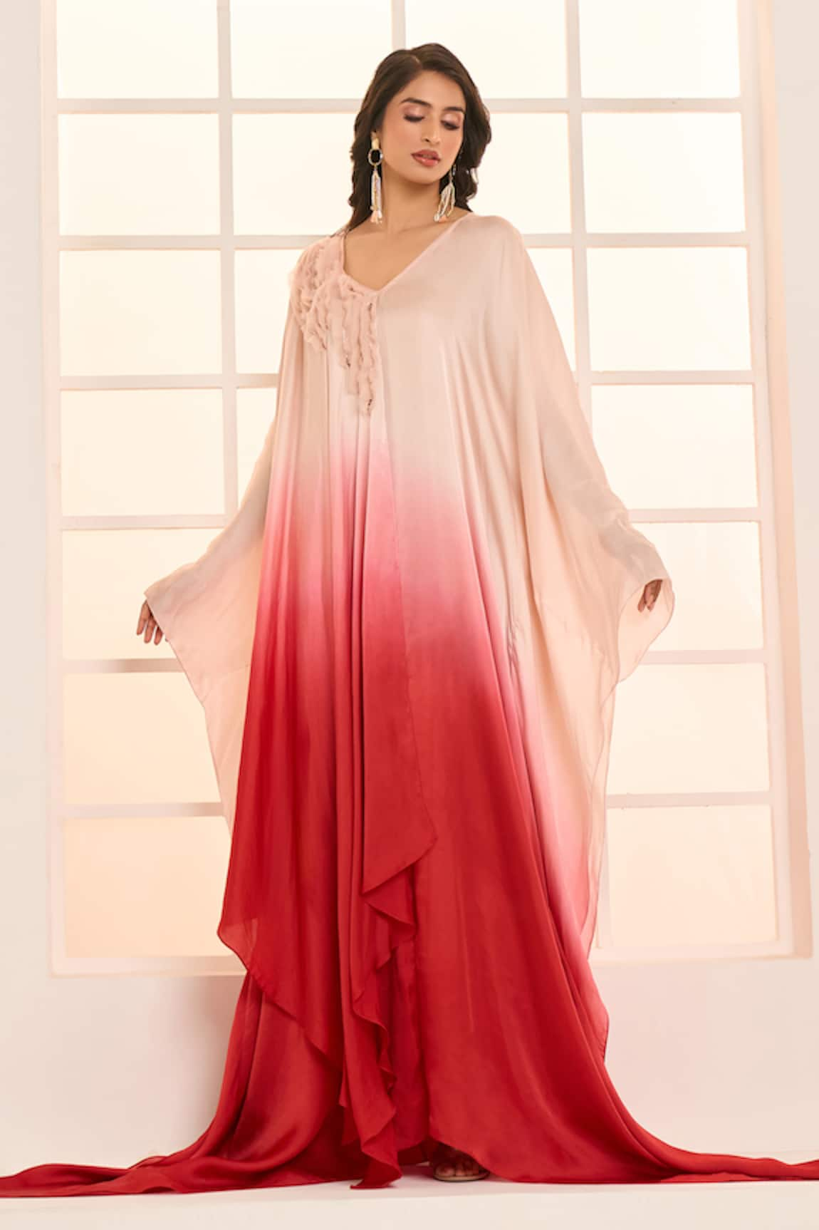 Masumi Mewawalla x AZA Ruffle Embroidered Ombre Kaftan