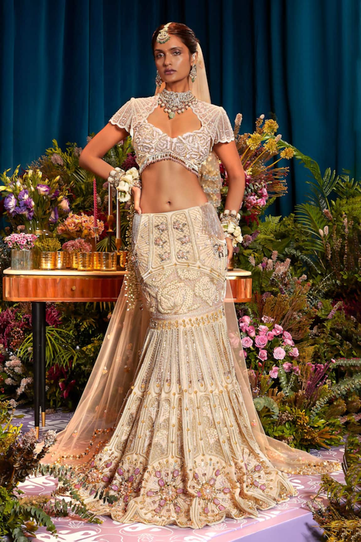 Papa Don't Preach Aria Crystal Embroidered Lehenga Set 