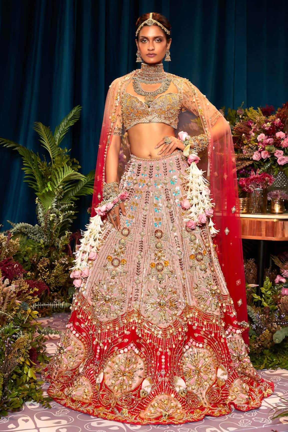 Papa Don't Preach Rosetta Raw Silk Embroidered Bridal Lehenga Set 
