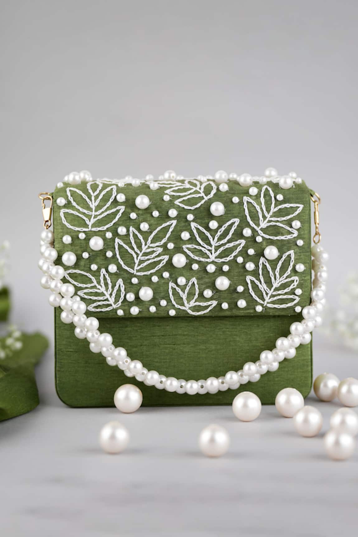 FEZA BAGS Pearl Embellished Clutch
