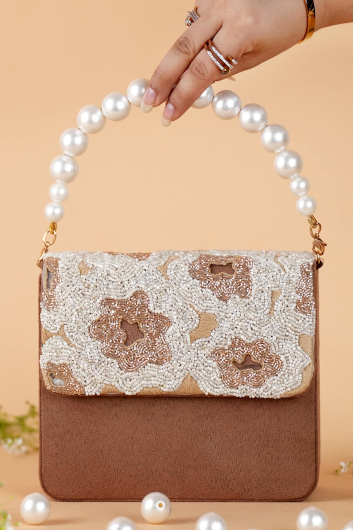 FEZA BAGS Floral Bloom Embellished Clutch