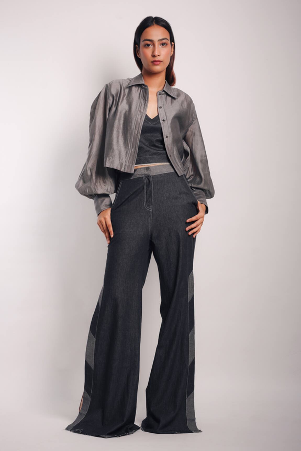 Diksha Khanna Crop Shirt With Side Slit Pant