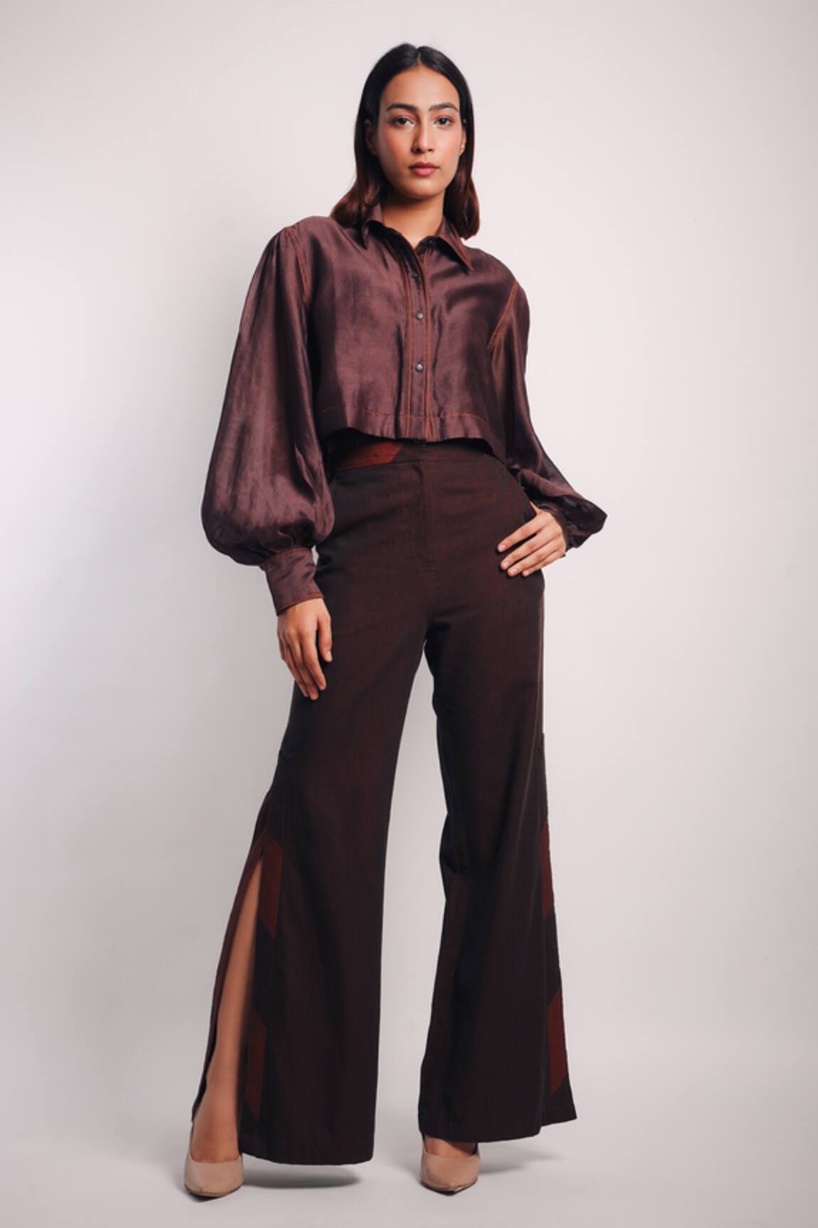 Diksha Khanna Applique Crop Shirt With Pant