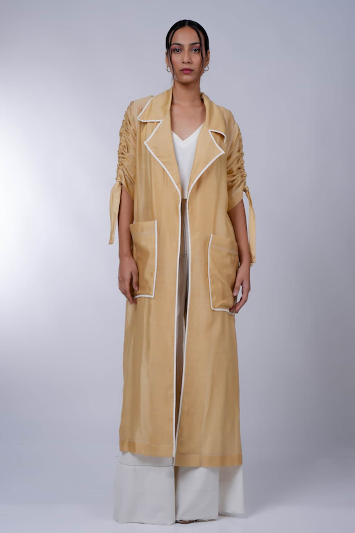 DIKSHA KHANNA Solid Trench Coat Pant Set