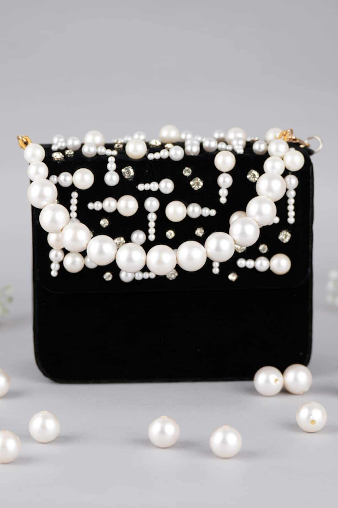 FEZA BAGS Pearl Embroidered Clutch