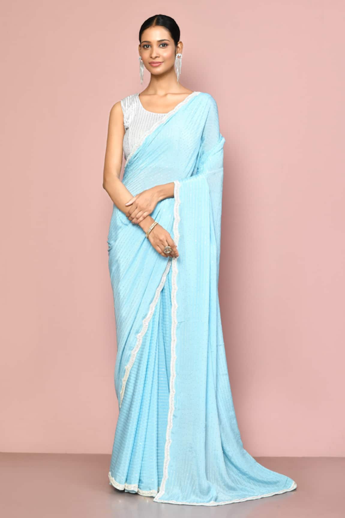 Nazaakat by Samara Singh Sequin Embroidered Saree With Running Blouse