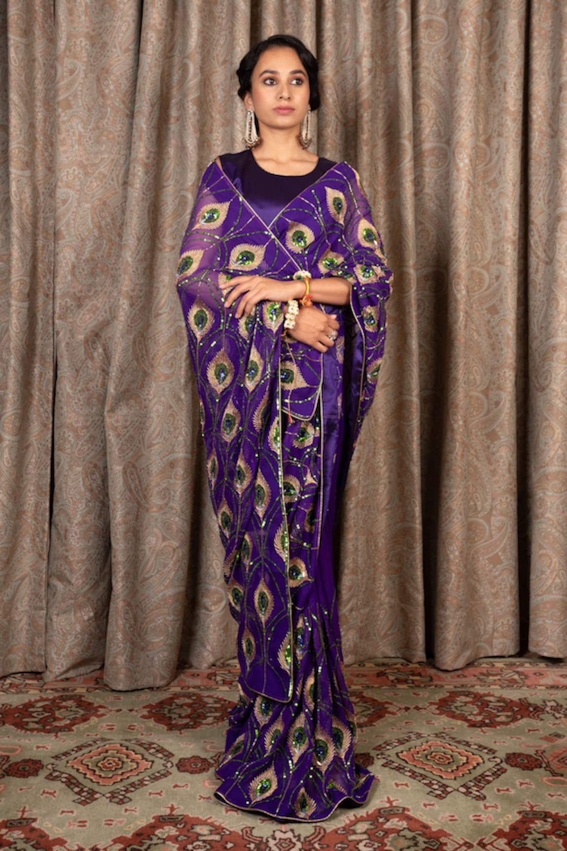 Atelier Shikaarbagh Embroidered Saree With Blouse