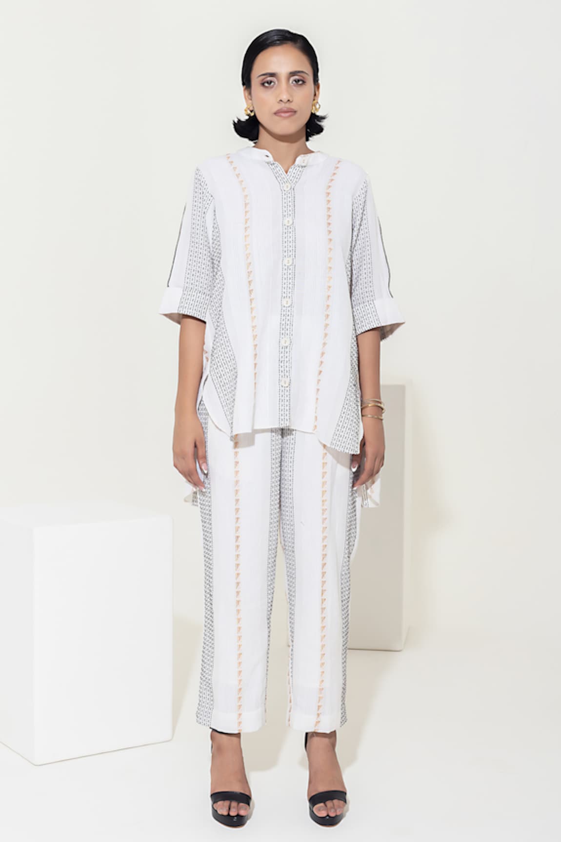 KUSMI Hand Embroidered Shirt & Pant Set