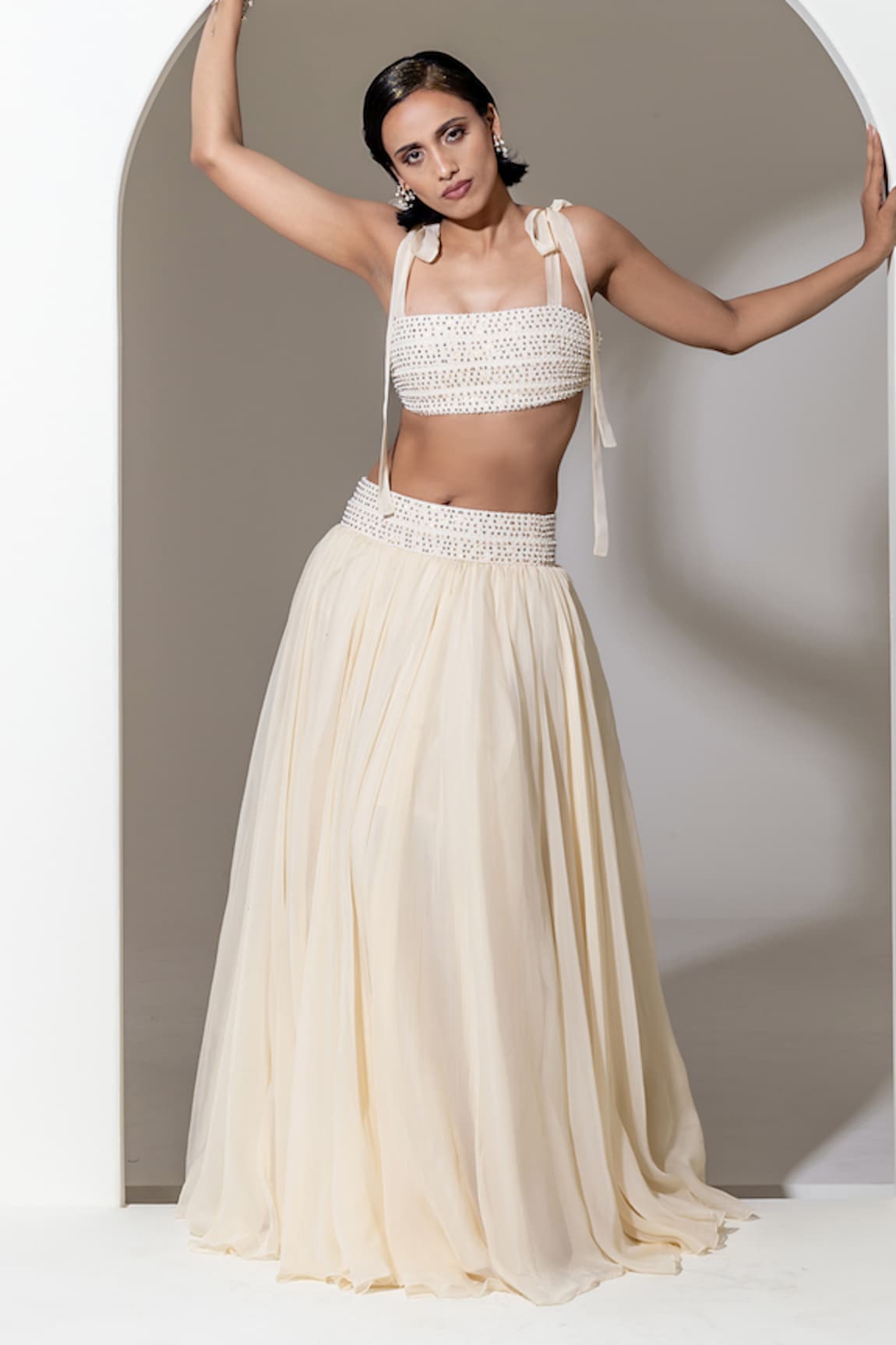 KUSMI Organza Embroidered Skirt