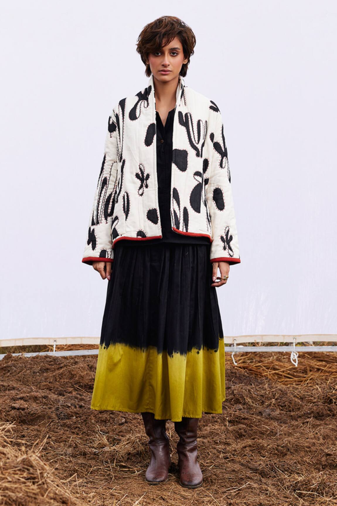 Kharakapas Cotton Mul Lino Print Jacket 
