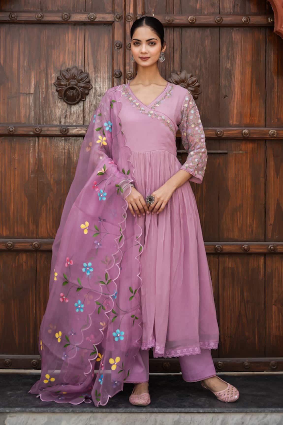 Mangalmay by Aastha Blossom Embroidered Anarkali Pant Set