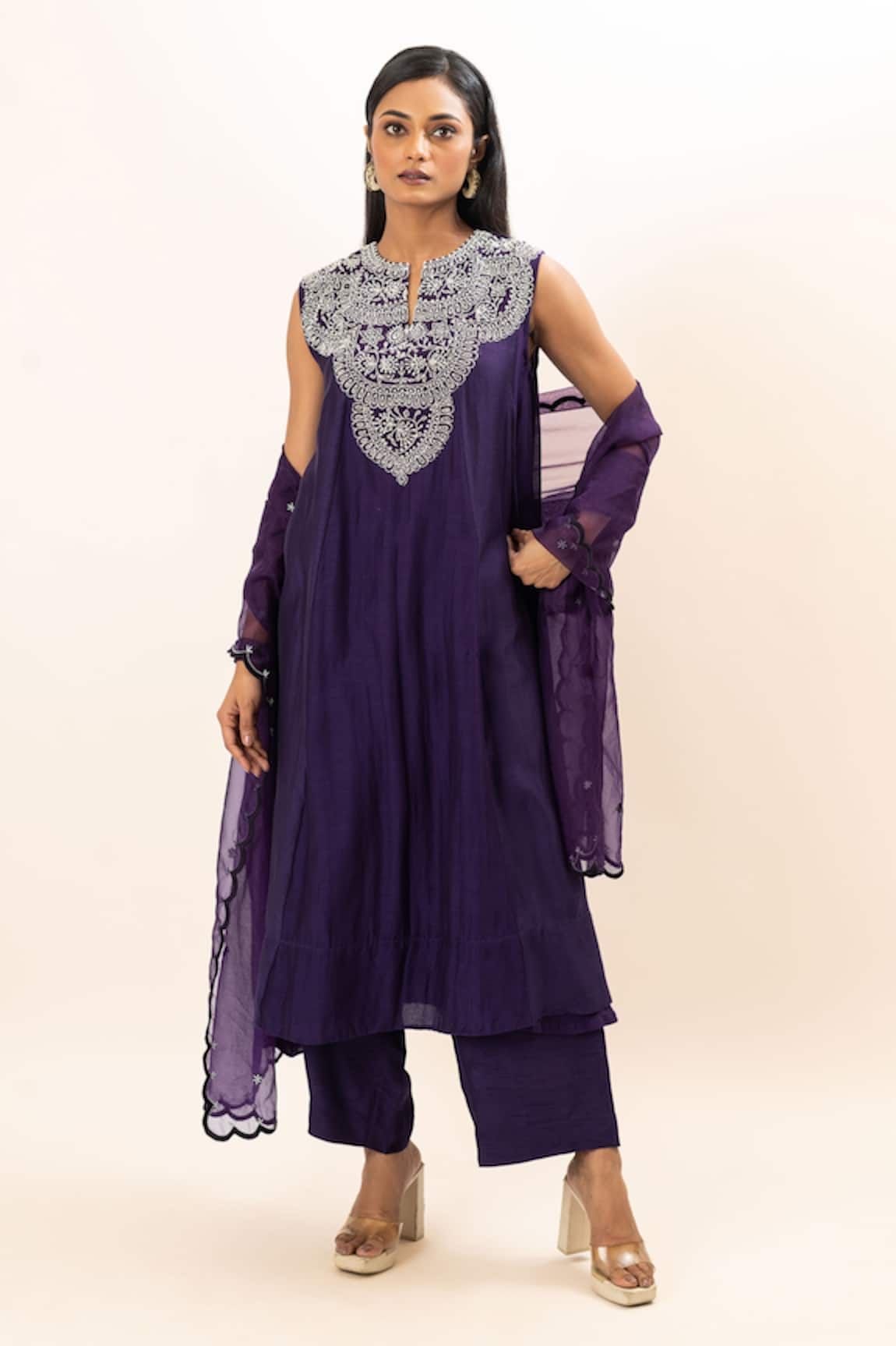 Oshi By Shikha Chidd Embroidered Yoke Anarkali Set