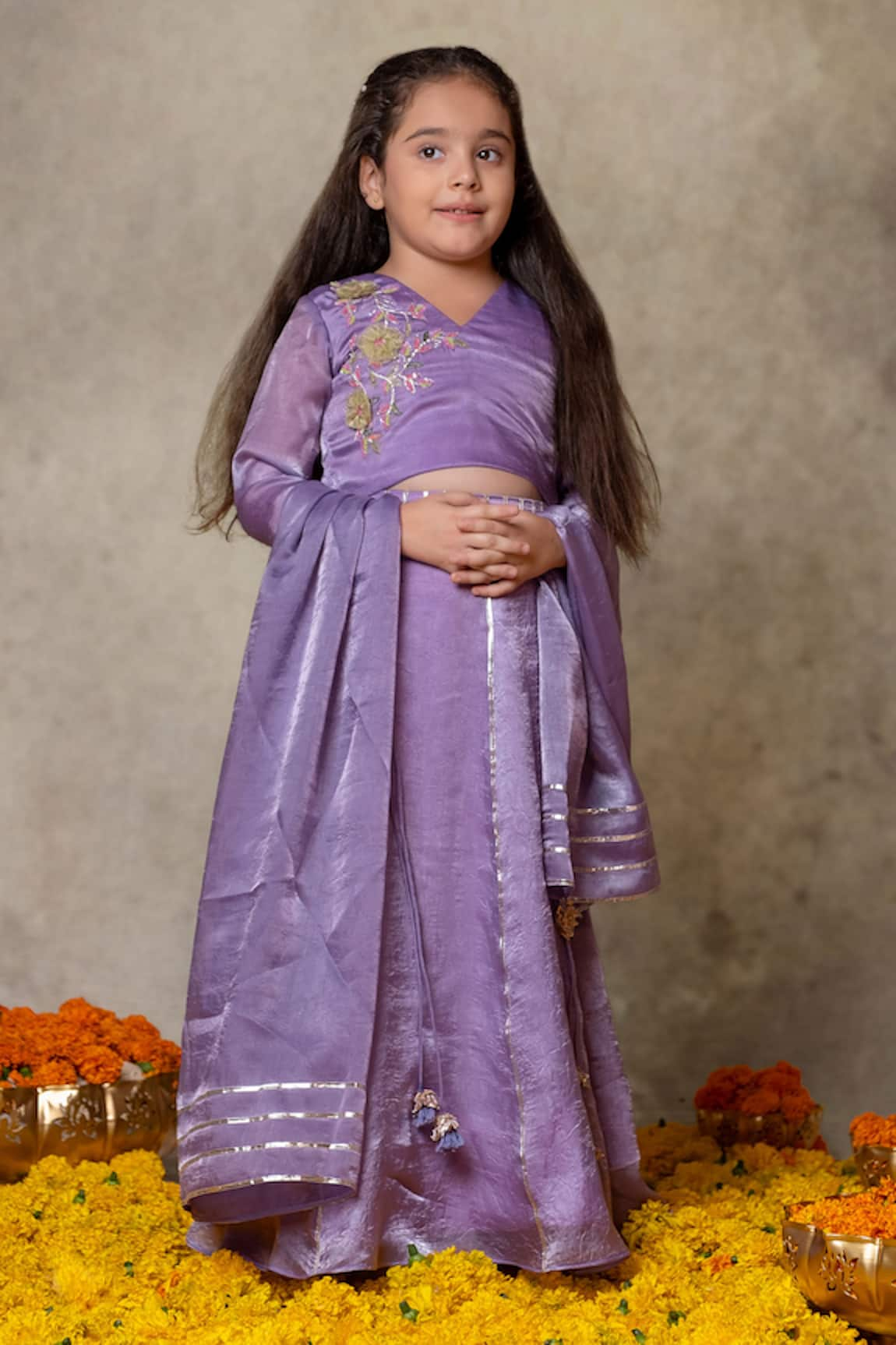 Vivedkids Hand Embroidered Lehenga Set