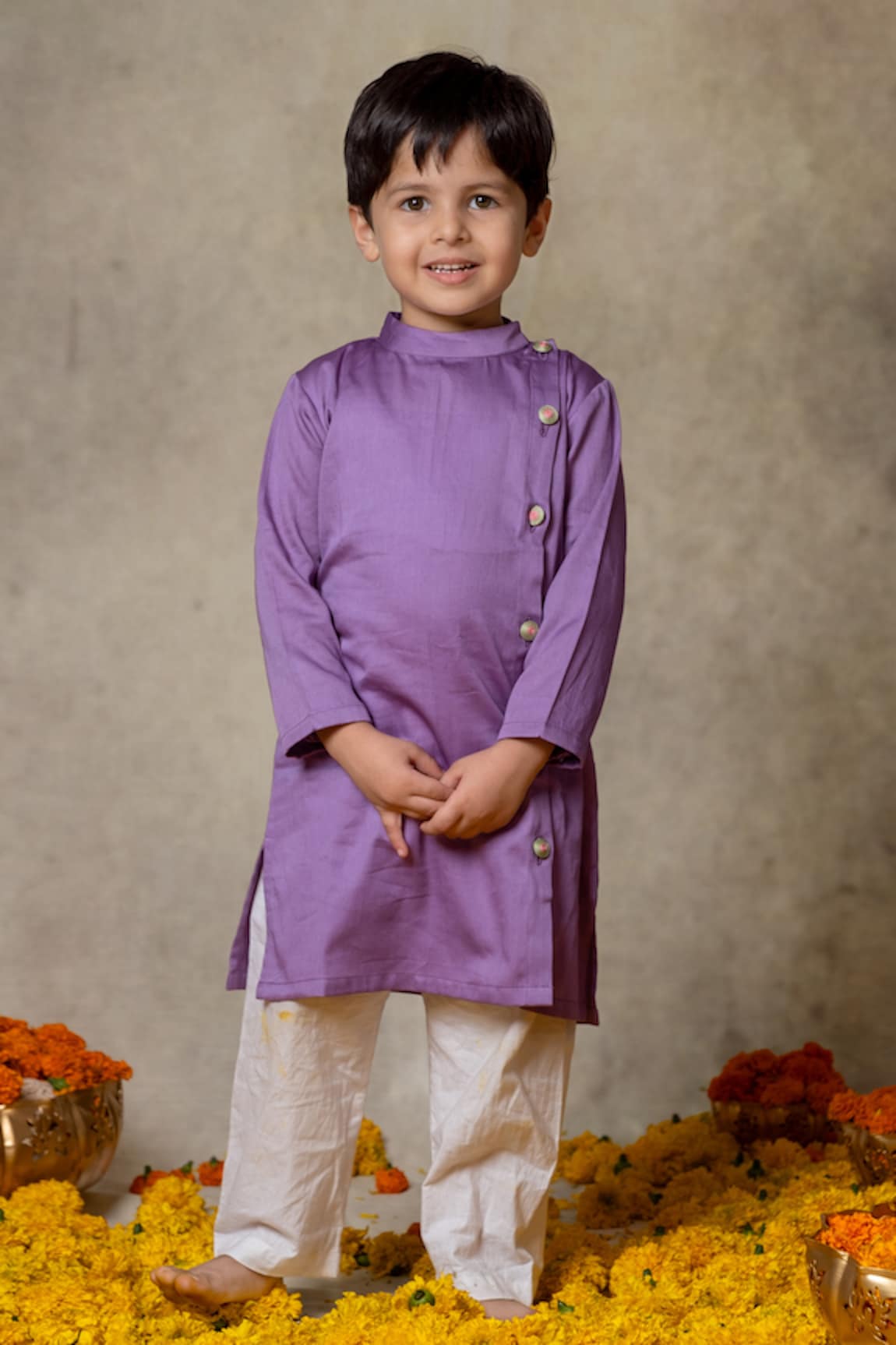 Vivedkids Stand Collared Kurta With Pant