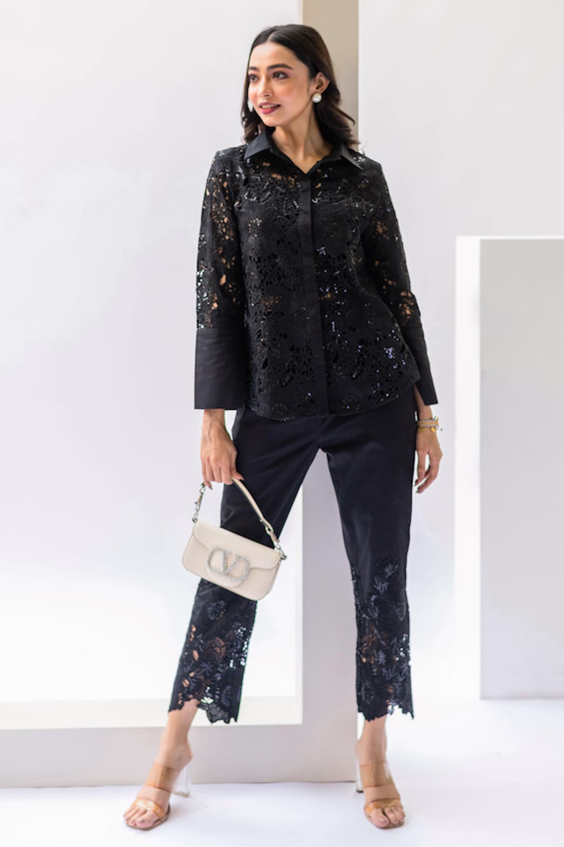 House of Dreams Cotton Lace Shirt Pant Set