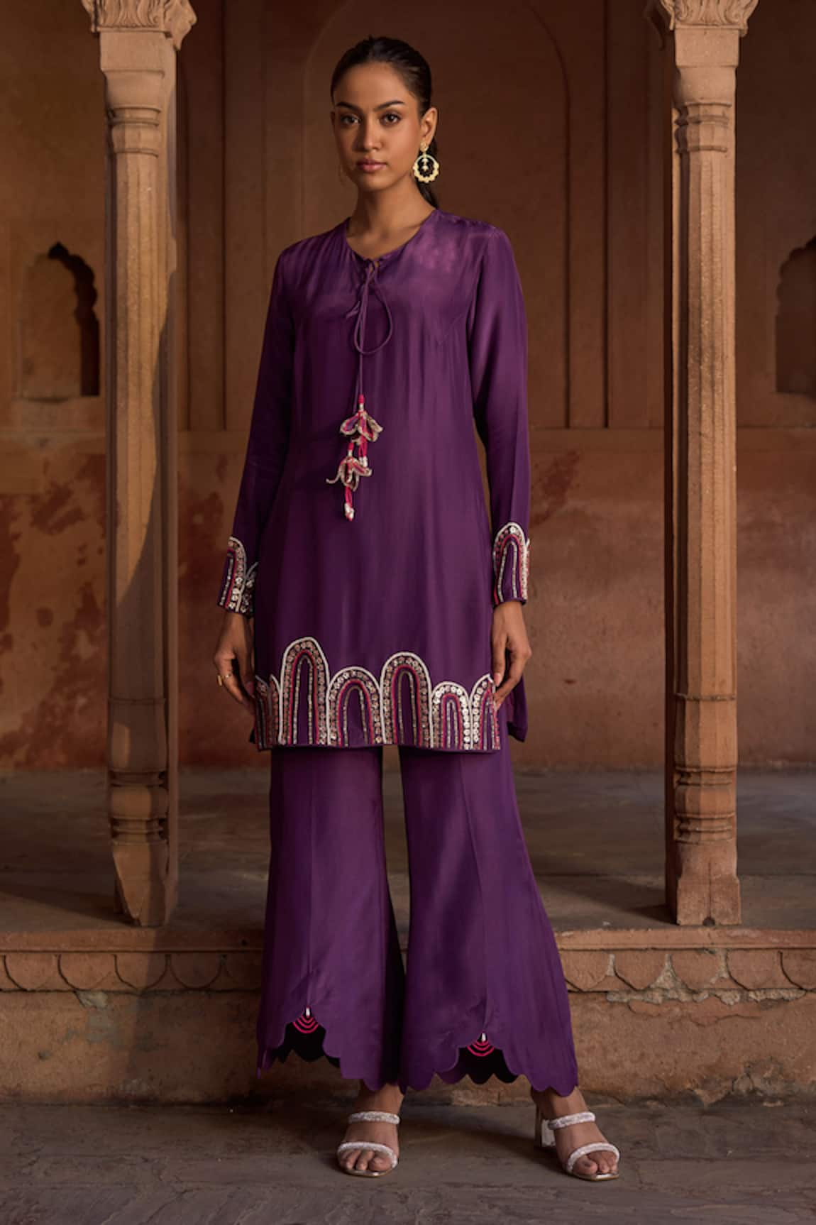 Sonal Pasrija Persian Mural Embroidered Kurta With Flared Pant