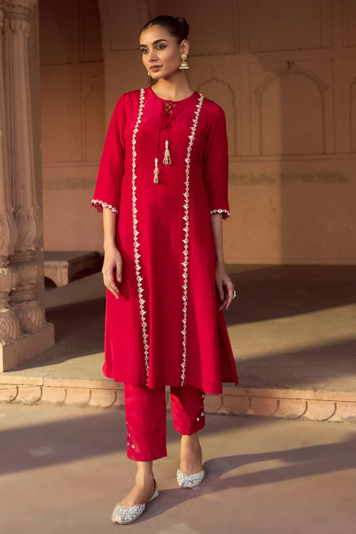 Sonal Pasrija Rafflesia Bloom Embellished A-Line Kurta With Pant