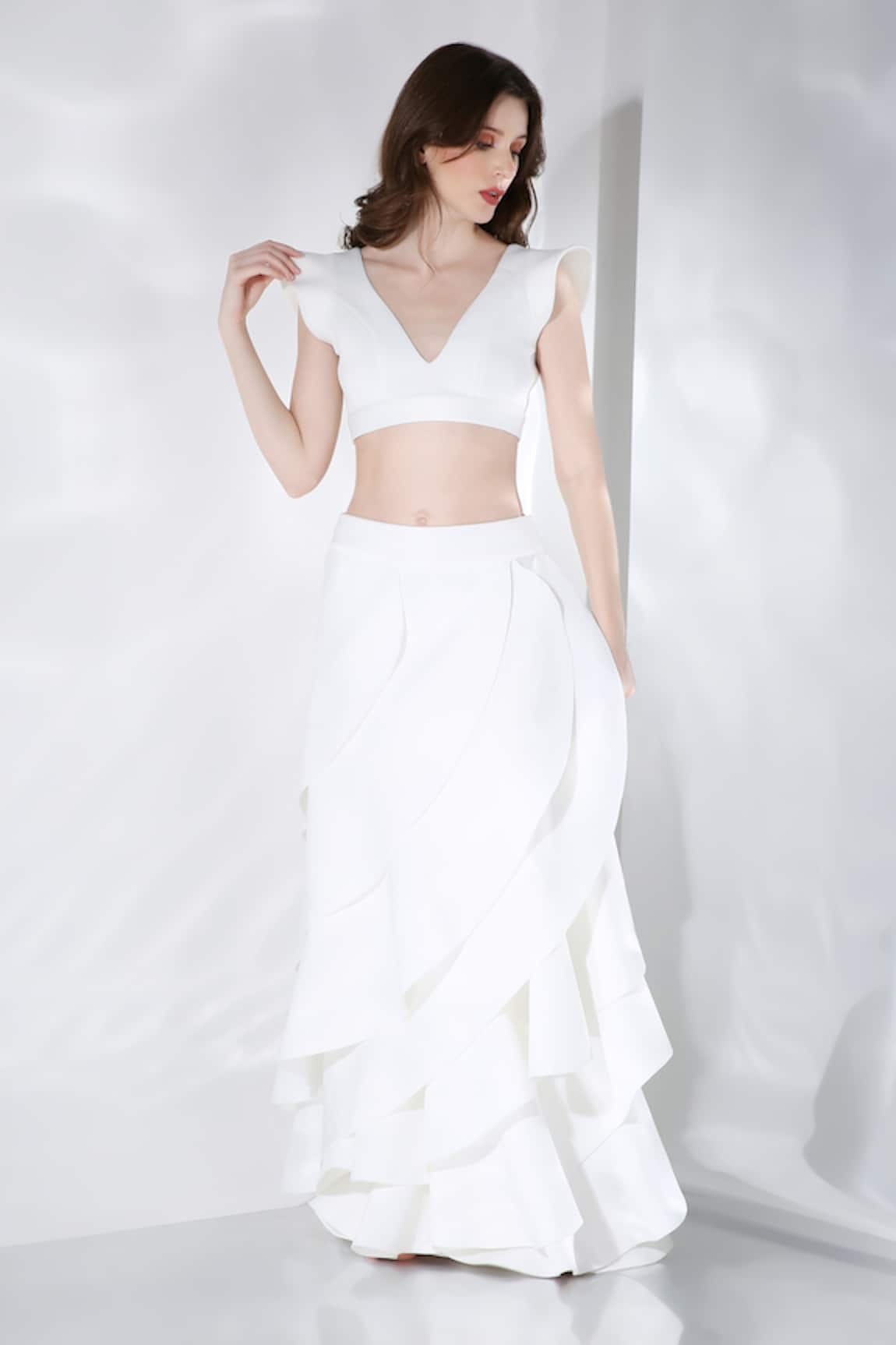 Ozeqo Lira Ruffle Layered Skirt Set