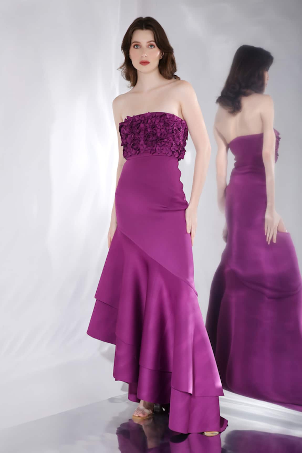 Ozeqo Bradley Strapless Gown With Bow Overlay