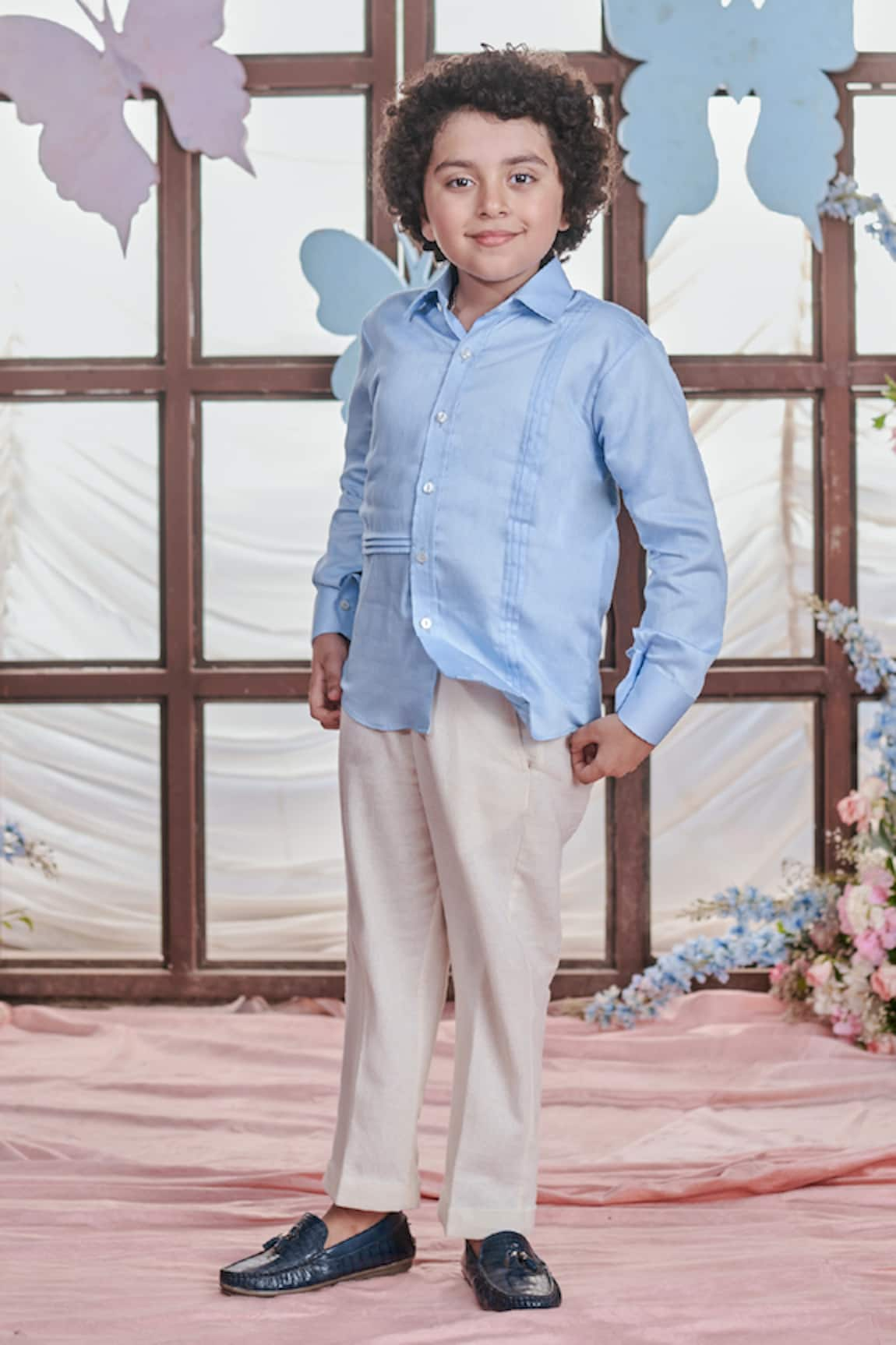 LITTLEENS Marco Pintucked Button Down Shirt